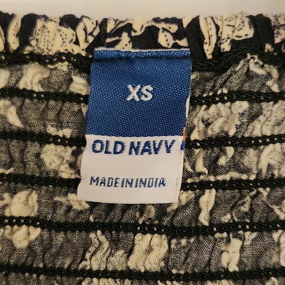 ❤️ 4/$20 Old Navy dress Women's XS Black ivory floral Sleeveless summer flare - Picture 11 of 13